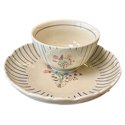 日式瑞和釉下彩手绘家用碗盘套装