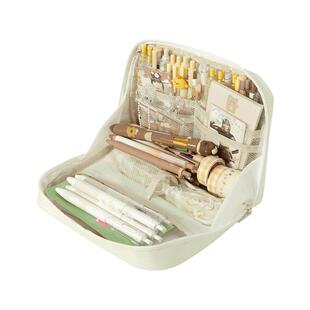 三年二班笔袋大容量女孩款ins日系文具盒女生小学生六年级初中生K大开口笔盒学生文具帆布收纳包多功能铅笔盒