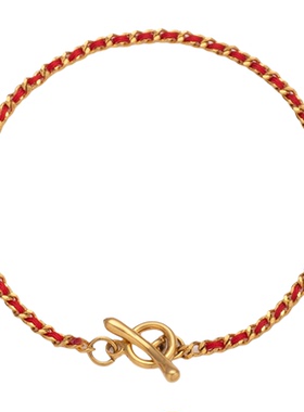 精致之选强保色黄金色法国小红绳手绳盘缠款明星同款红绳手链女