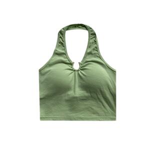 欧美小背心内搭挂脖吊带女夏季2023年新款带胸垫修身外穿短款上衣