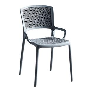 现代简约带扶手靠背椅子家用餐椅北欧塑料凳子四脚加厚休闲椅户外