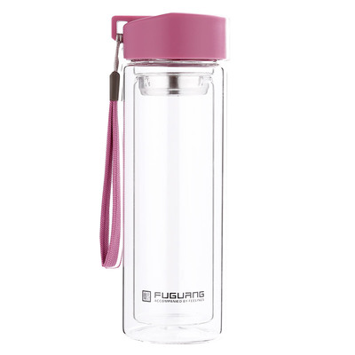 富光手提过滤便携热水双层玻璃杯