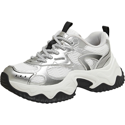 新年限定天美意厚底增高红色老爹鞋运动鞋女休闲小白鞋2026春新款