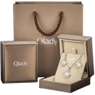 纯银淡水珍珠耳环送妈妈项链套装首饰三件套耳饰女妈妈母亲节礼物