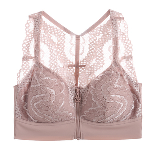 前扣背心美背内衣女2025新款聚拢拉链文胸无钢圈爆款蕾丝薄款胸罩