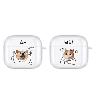 适用苹果airpods4代情侣耳机保护壳airpods3创意猫狗三代透明防摔透黑软壳pro2代高级电镀蓝牙可爱柴犬耳机套