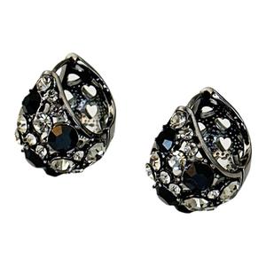 黑色锆石时尚花篮耳扣女小众个性高级感轻奢耳环2025网红爆款耳饰