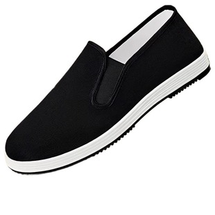 老北京布鞋男款透气一脚蹬艾草防臭黑布鞋布鞋男春秋牛筋底鞋耐磨