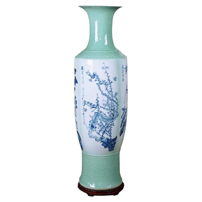 梅兰竹菊手绘青花瓷花瓶