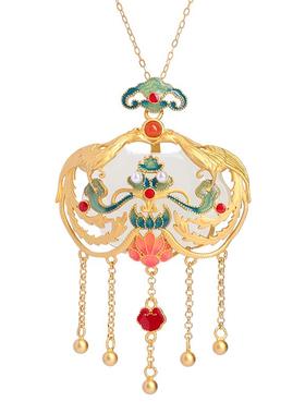 宫礼玺邸天然和田玉双凤呈祥吊坠