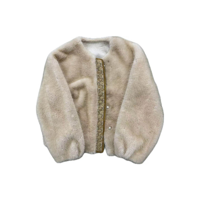 皮毛一体仿水貂绒短款女外套