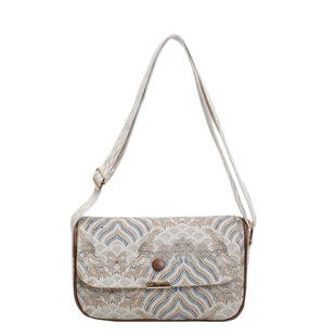 国风山海绘画宽肩带小包包斜挎包2024新款潮时尚百搭洋气小方包