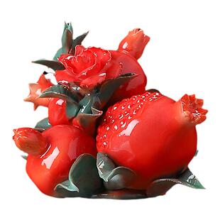 素茗石榴花新中式陶瓷手捏花摆件居家客厅酒柜卧室办公室桌面装饰