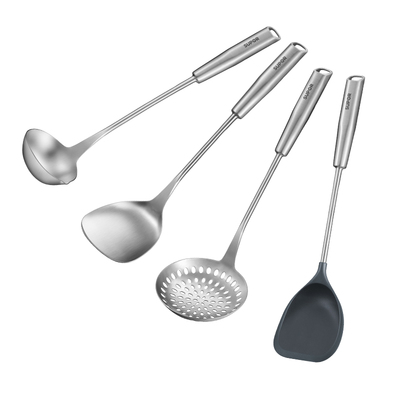 苏泊尔抗菌不锈钢锅铲硅胶汤勺防烫炒菜铲子耐高温中式家用套装铲