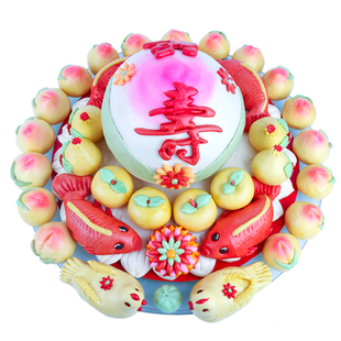 ［大桃包小桃］青岛寿桃馒头生日传统糕点老人祝寿礼品礼盒顺丰