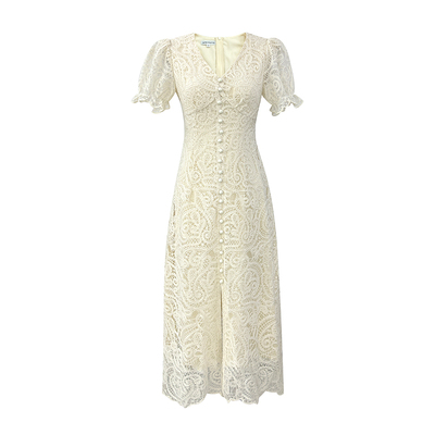 法式蕾丝连衣裙小个子长裙