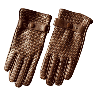 英伦复古皮条编织真皮头层山羊皮手套男冬季薄款时尚纯皮开车手套