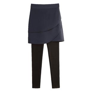 打底裤女秋冬外穿一体裙裤新款大码高腰不规则a字假两件花苞长裤