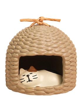 可爱猫咪小屋迷你编织桌面摆件