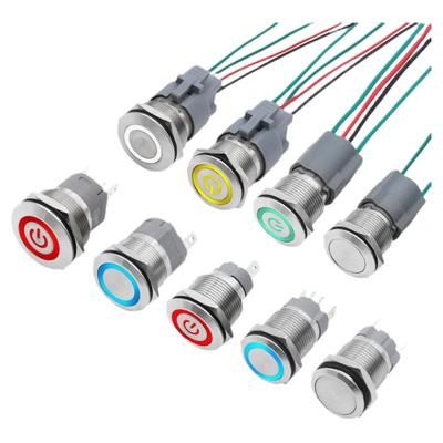 16mm/19/22自锁自复金属带灯按钮电源 大电流20A不锈钢防水开关