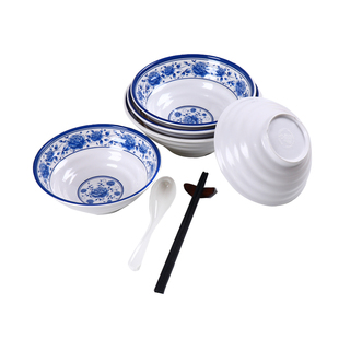 青花密胺面碗商用餐厅用塑料面条重庆小面米线汤碗拉面面馆专用碗