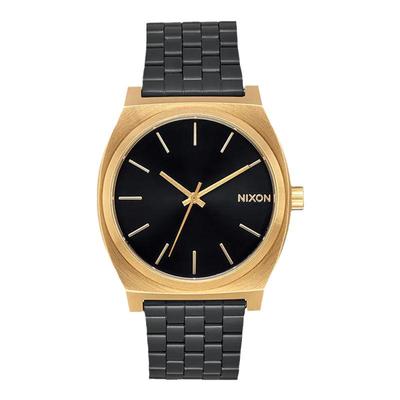 尼克松男女黑金石英四方手表