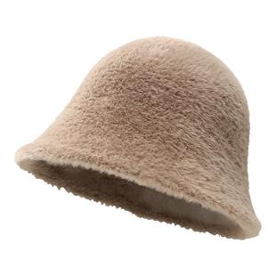 CACUSS帽子女秋冬2026新款毛绒渔夫帽显脸小高级感保暖时尚盆帽