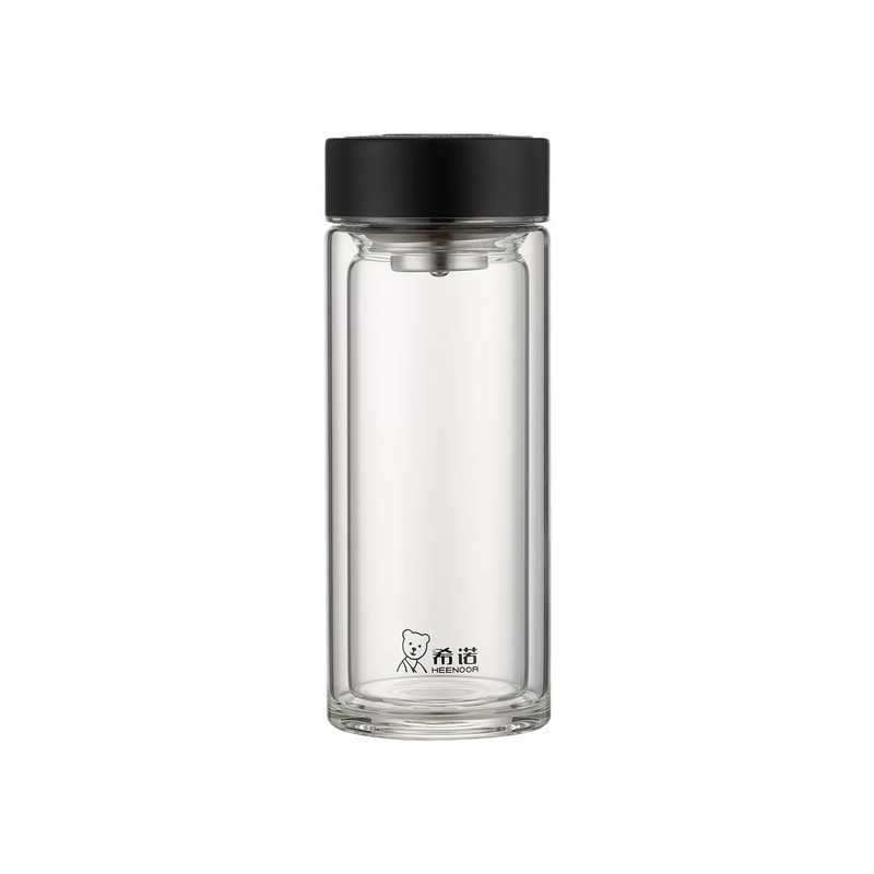 希诺高硼硅玻璃杯双层隔热耐高温茶水分离办公室泡茶杯家用高级