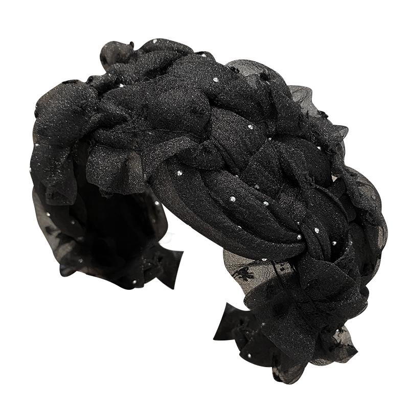 夏天发箍宽边高颅顶蓬松压发发卡欧根纱编织气质头箍百搭头饰发饰