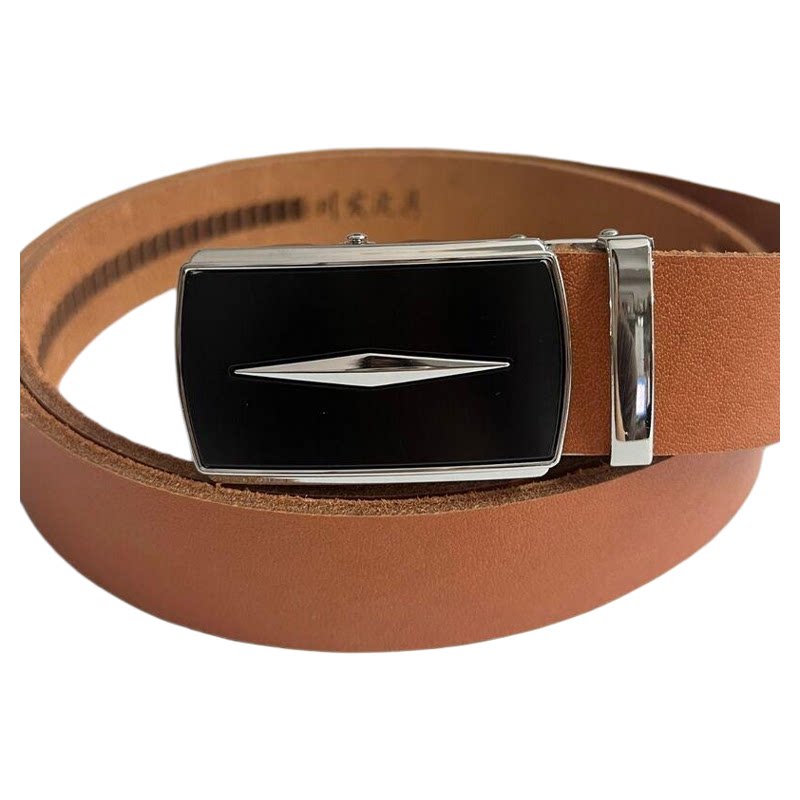 纯头层牛皮腰带男士整张切割电工皮带自动扣裤带无孔带条加长耐用
