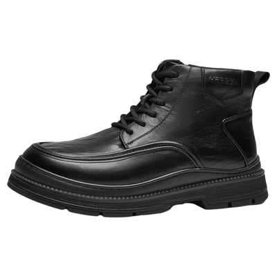 哈森男鞋2025新款厚底真皮马丁靴冬季加绒短靴男款保暖羊毛棉靴子