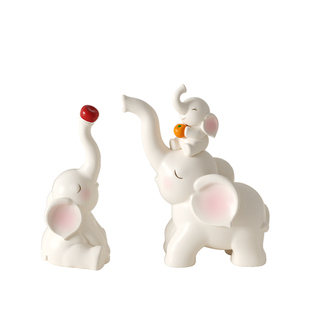 一家三口大象摆件高级感亲子象客厅电视酒柜新房子乔迁礼物装饰品