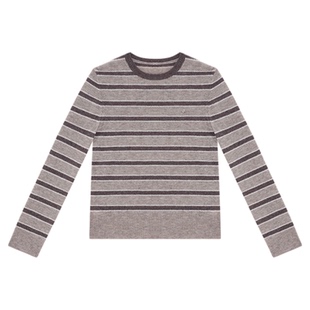 HONORE古月 调性条纹 绵羊毛桑蚕丝混纺针织 微宽松圆领套头毛衫