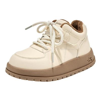 芭芭鸭儿童棉鞋女童加绒鞋子2025新款男童运动休闲鞋潮冬季小白鞋