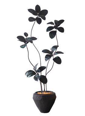 黑金刚橡皮树仿真绿植高端盆栽