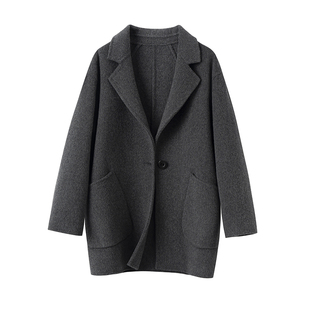 秋冬新款双面羊绒大衣女茧型遮肚胖MM女羊毛呢外套小个子高端呢子