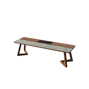 宋代美学泡茶桌实木岩板双拼桌椅组合办公室轻奢高级感设计师茶台