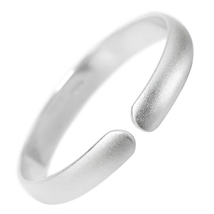 永兴银楼999纯银手镯女古法泥鳅背磨砂实心素圈开口贵妃镯送女友