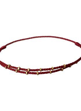 足金999小隔珠手工编织红绳可调