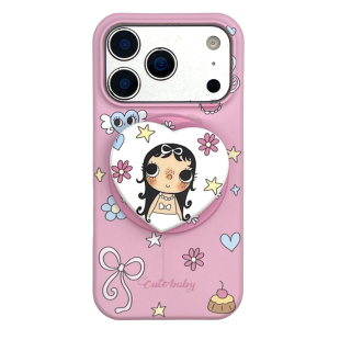 kaia可爱甜美粉爱心卡通小玉yuy适用苹果17promax手机壳iphone16pro新款17女16pro磁吸支架15pro防摔硬手机套