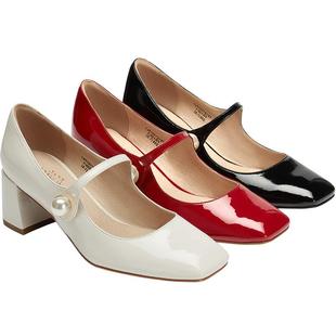 明星同款Toomanyshoes榛子蛋糕红色小皮鞋高跟婚鞋