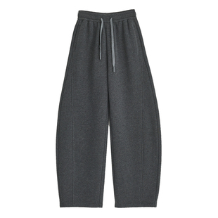 奕兮小个子冬季加绒香蕉裤高腰弯刀裤女宽松休闲阔腿裤慵懒风卫裤