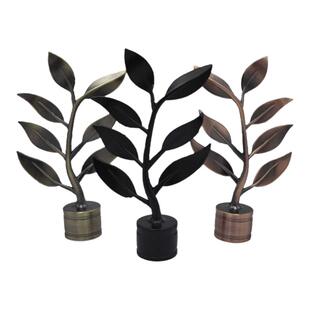 窗帘配件窗帘杆堵帽铝合金罗马杆头东南亚风复古树叶子配28窗帘杆