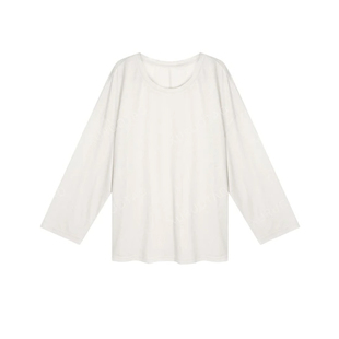 莱赛尔米杏色长袖T恤女早春季2026年新款宽松显瘦圆领上衣打底衫