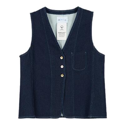 kleeklee环保棉靛蓝染斜纹马甲