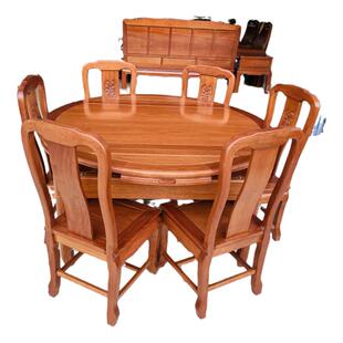 红木餐桌菠萝格木跳桌实木收缩花梨木家用伸缩变圆长吃饭台厂直销