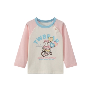 TeenieWeenie Kids小熊童装25年男女宝肩开扣长袖纯棉T恤衫打底衫