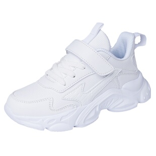 儿童小白鞋男童白色运动鞋小学生白波鞋黑色旅游鞋女童鞋透气网面