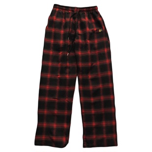 男女同款裤子休闲百搭红格裤女慵懒风宽松黑红长裤男情侣格子裤潮