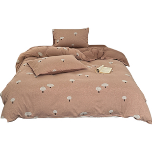 A类蘑菇提花加厚全棉针织棉四件套 纯棉天竺棉裸睡超柔床笠款床品